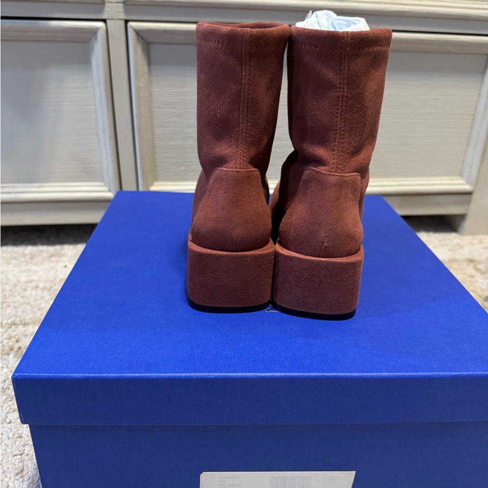 Women's Suede Ankle Boots - Rust - Picture 4 of 9